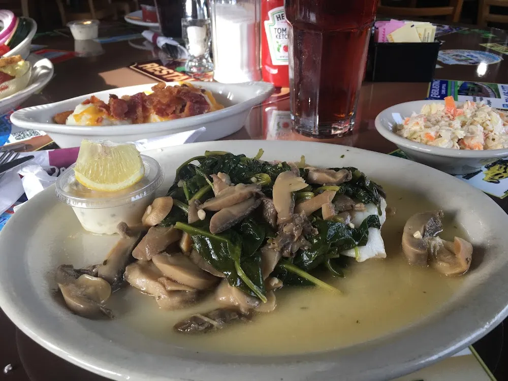 Cod Fish with Mushroom and Greens