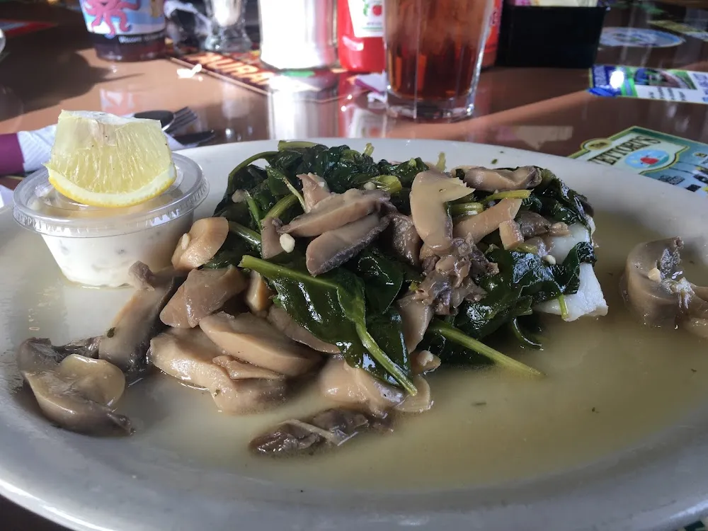 Cod with Mushrooms and Greens